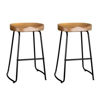 Artiss 2x Bar Stools Tractor Seat 65cm Wooden