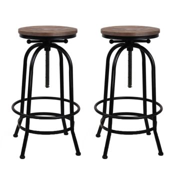 Artiss 2x Bar Stools Adjustable Wood Chairs