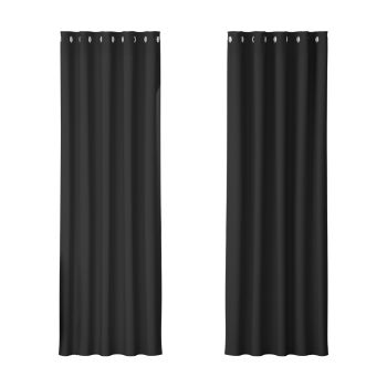 Artiss 2X Blockout Curtains Eyelet 180x213cm Black