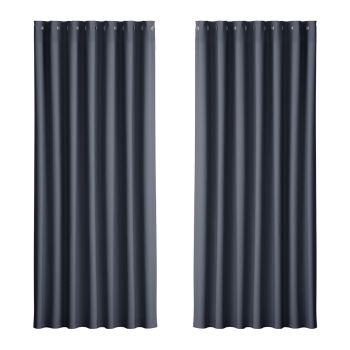 Artiss 2X Blockout Curtains Eyelet 240x230cm Charcoal