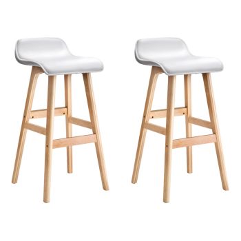 Artiss 2x Bar Stools Wooden Stool White