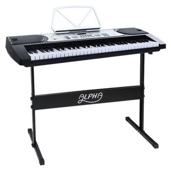 Alpha 61 Keys Electronic Piano Keyboard Digital Electric w/ Stand Beginner Silver