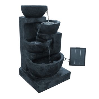 Gardeon Solar Water Feature with LED Lights 4-Tier Blue 72cm