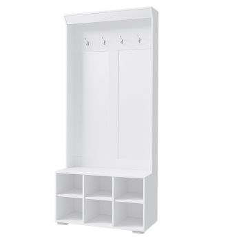 Artiss Shoe Cabinet Storage Rack Shoe Bench Hall Tree Coat Rack White 180CM