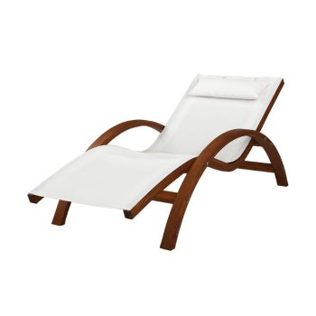 Gardeon Sun Lounge Outdoor Furniture Timber Armchair Wooden Stand