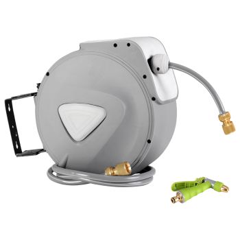 Water Hose Reel 30M Retractable Garden Auto Rewind Brass Spray Gun