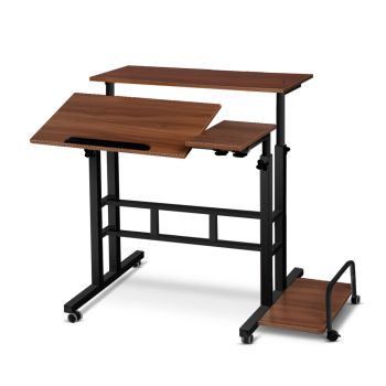 Artiss Laptop Desk Table Adjustable Dark Wood 80CM