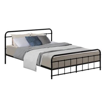 Artiss Bed Frame Metal Frames LEO - Queen (Black)