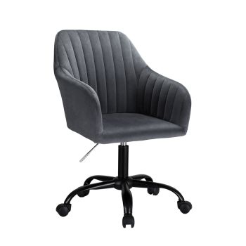 Artiss Office Chair Velvet Seat Dark Grey