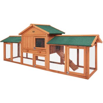 i.Pet Chicken Coop Rabbit Hutch 220cm x 44cm x 84cm Large Run Wooden Outdoor Bunny Cage House