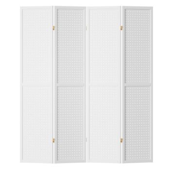 Artiss 4 Panel Room Divider Screen 164x170cm Pegboard White