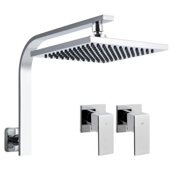 Cefito 8'' Rain Shower Head Wall Arm Square High Pressure Twins Tap Chrome