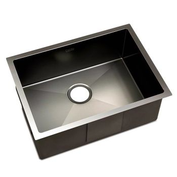 Cefito Kitchen Sink 60X45CM Stainless Steel Basin Single Bowl Laundry Black