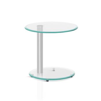 Artiss Coffee Table Round Tempered Glass Side End Beside Tables Cafe 45cm