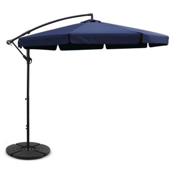 Instahut 3m Outdoor Umbrella w/Base Cantilever Garden Patio Beach Navy