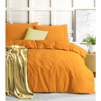 Elan Linen 100% Egyptian Cotton Vintage Washed 500TC Mustard Double Quilt Cover Set