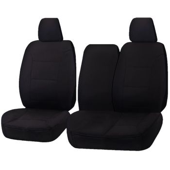 Seat Covers for TOYOTA LANDCRUISER 100 SERIES 1998 - 2015 STANDARD HZJ-FZJ105R FRONT BUCKET + _ BENCH WITH FOLD DOWN ARMREST/CUP HOLDER BLACK CHALLENGER