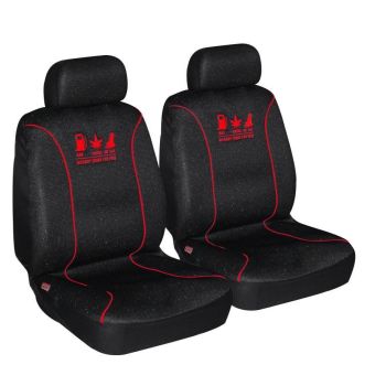 Universal 60/25 Airbag Front Seat Cover Nobody Rides For Free - Red