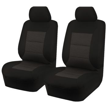 Seat Covers for MITSUBISHI TRITON MQ SERIES 01/2015 - ON DUAL / CLUB CAB UTILITY FRONT 2X BUCKETS BLACK PREMIUM