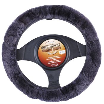 Sheepskin Steering Wheel Cover - Charcoal