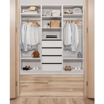 MALMO THREE SHELF/FOUR DRAWER WALK IN WARDROBE - HAMPTONS