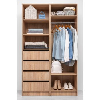 MALMO THREE SHELF/FOUR DRAWER WALK IN WARDROBE - CLASSIC - NATURAL OAK