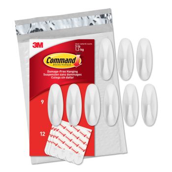 Command Medium Designer Value Pack, 9 Hooks and 12 Strips, GP081-9NA,White