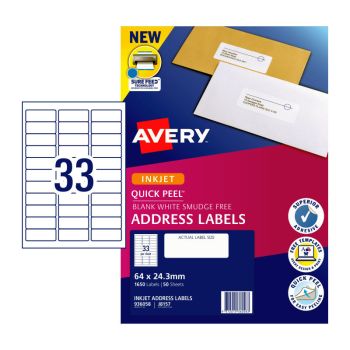 AVERY IP Label QP J8157 33Up Bx50