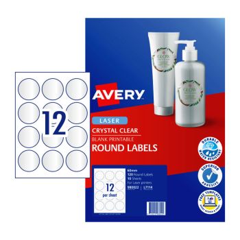 AVERY Label 12Up 14mm Clear Rd Pack of 120