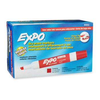 EXPO White Board Marker Chisel Tip Red Color Box of 12