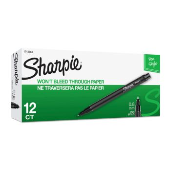 SHARPIE Fineliner Pen Black Box of 12