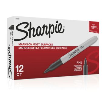 SHARPIE Permanent Marker Fine Point Black Box of 12