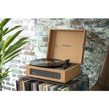 CROSLEY Crosley Voyager Tan - Bluetooth Portable Turntable  & Record Storage Crate