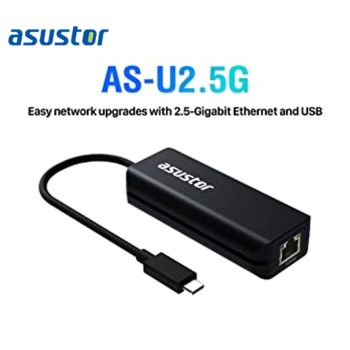 ASUSTOR USB-C 2.5G Ethernet Adapter - Easy Network Upgrade a NAS Laptop Desktop to 2.5xGbE 100Mbs via USB-C for Windows Mac Linux ADM