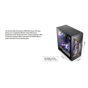 ANTEC DF800, ATX, Tempered Glass with Preinstalled 1x Rear 120mm Fan. Gaming Case