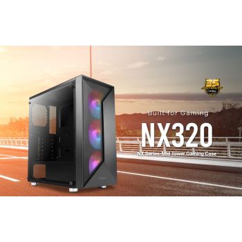 ANTEC NX320 ATX, m-ATX, ITX, Tempered, LED Control Button, USB 3.0, 7x PCI, 3x 120CM ARGB Fan included, Gaming Case