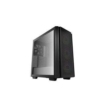 DEEPCOOL CG560 E-ATX Mid-Tower Case, Tempered Glass Side Panel, 4xPre-Installed Fans, 6 Fan Capacity, Abundant Airflow