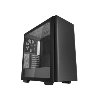 DEEPCOOL CK500 Black Mid-Tower Minimal Computer Case Tempered Glass, 2 x Pre-Installed Fans 140mm, Wide and Spacious For Large GPU & CPU Cooler