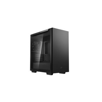 DEEPCOOL MACUBE 110 Black Minimalistic Micro-ATX Case, Magnetic Tempered Glass Panel, Removable Drive Cage, Adjustable GPU Holder, 1xPreinstalled Fan