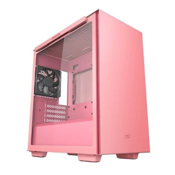 DEEPCOOL MACUBE 110 Pink Minimalistic Micro-ATX Case, Magnetic Tempered Glass Panel, Removable Drive Cage, Adjustable GPU Holder, 1xPreinstalled Fan