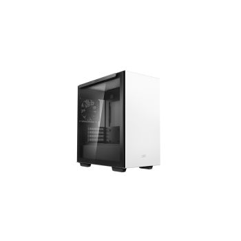 DEEPCOOL MACUBE 110 White Minimalistic Micro-ATX Case, Magnetic Tempered Glass Panel, Removable Drive Cage, Adjustable GPU Holder, 1xPreinstalled Fan