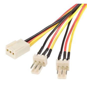 ASTROTEK Fan Power Cable 20cm - 2x3pin Male to 3 pins Female - for Computer PC Cooler Extension Connectors Black Sleeved