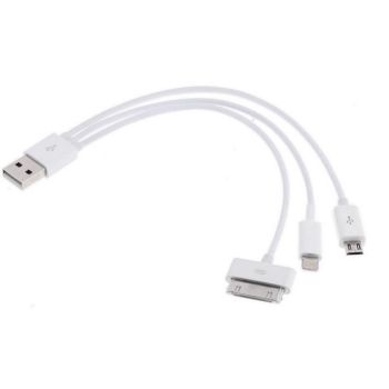 ASTROTEK USB 3 in 1 Data Charger Cable 60cm for iPhone Samsung USB to Micro B 9 pins 30 pins LS