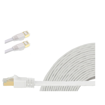 EDIMAX 1m White 40GbE Shielded CAT8 Network Cable - Flat 100% Oxygen-Free BAre Copper Core, Alum-Foil Shielding, Grounding Wire, Gold Plated RJ45