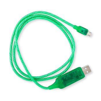 GENERIC 1m LED Light Up Visible Flowing Micro USB Charger Data Cable Green Charging Cord for Samsung LG Android Mobile Phone