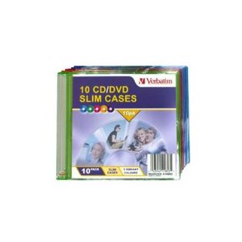 VERBATIM Slim CD/DVD Case 10pk Coloured Slim Cases