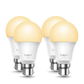 TP-LINK Tapo L510B(4-Pack) Smart Wi-Fi Light Bulb, Bayonet Fitting Dimmable, No Hub Required, Voice Control, Schedule & Timer 2700K 8.7W 2.4 GHz 802.1