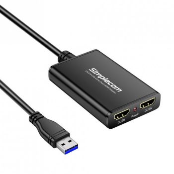 SIMPLECOM DA329 USB 3.0 Type A to Dual HDMI Display Adapter for 2 Extended Screens