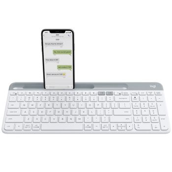 LOGITECH K580 Unifying Slim Easy Switch Multi-Device Wireless Keyboard - 18 months Battery Life, Mac/iOS/Andriod/Windows, Bluetooth + USB - White