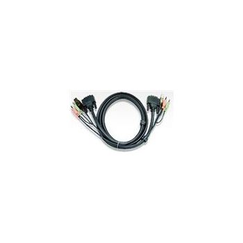 Aten 1.8m DVI-D Single Link Male to Male with USB Type A Male to Type B Female, 3.5mm Stereo Audio & Mic Cable